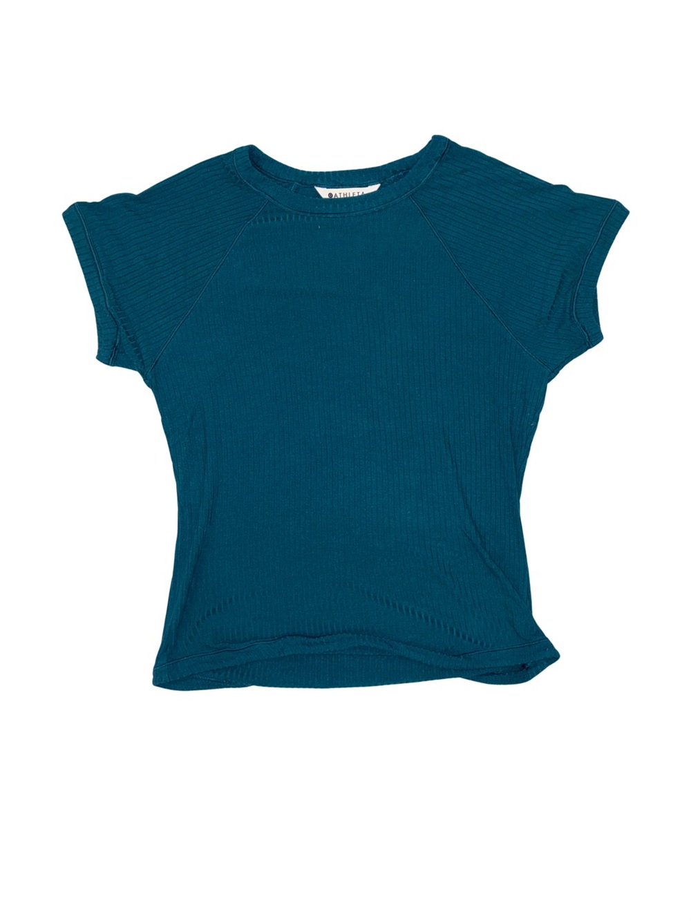 Athleta Women’s Short Sleeve Ribbed Fitted Tee - Teal Blue